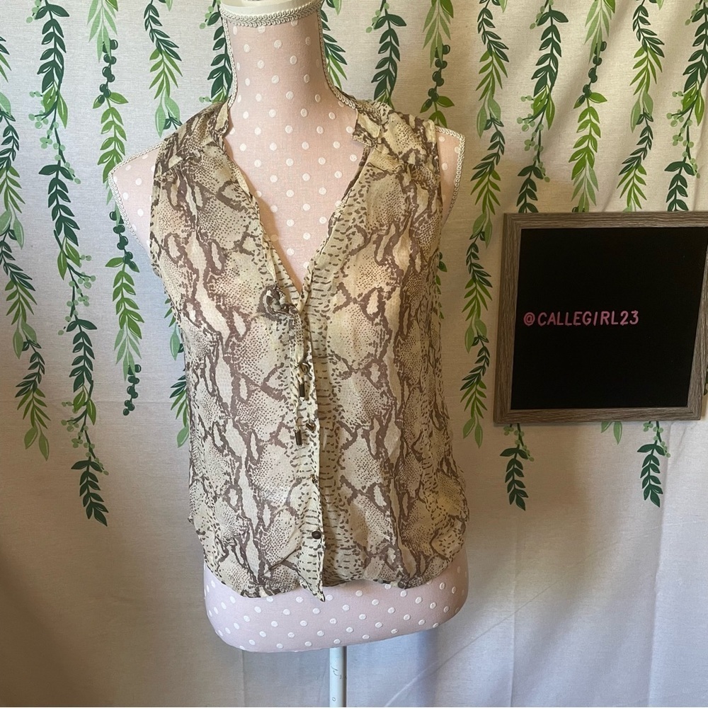 Size 4 H&M Snake Print Button Down Shirt C2